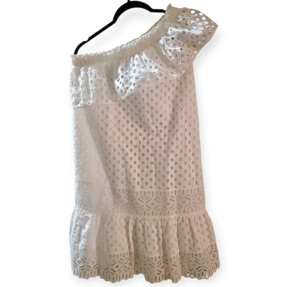 Tory Burch White Zoe Eyelet One Shoulder Feminine Spring Dress